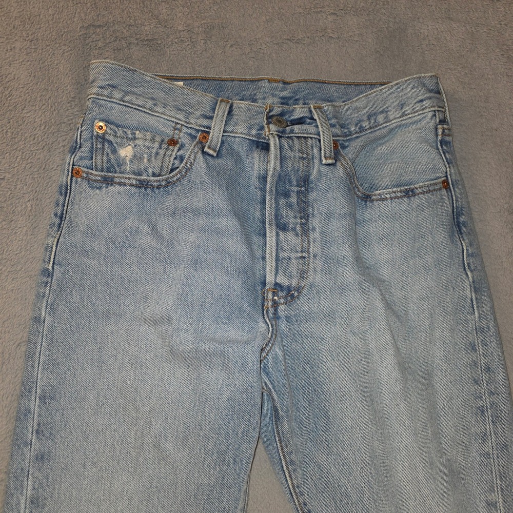 Levis 501 Big E Button Fly Light Wash Straight Leg Jeans W26 L30 Mens Blue